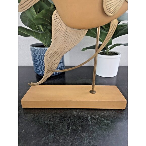 Frederick Cooper 22” Brass & Wood Angelfish Sculpture MCM Fish Vintage Decor - Picture 6 of 10